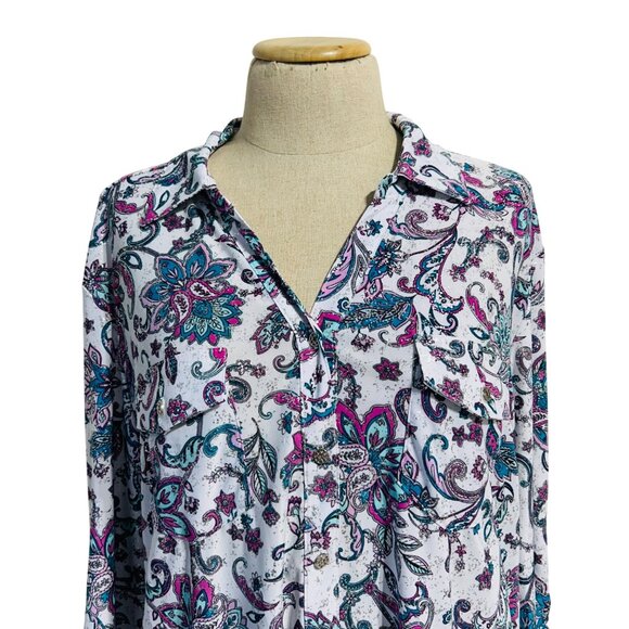 Coral Bay Women's Size XL Multicolored Button Down Blouse - Picture 7 of 7